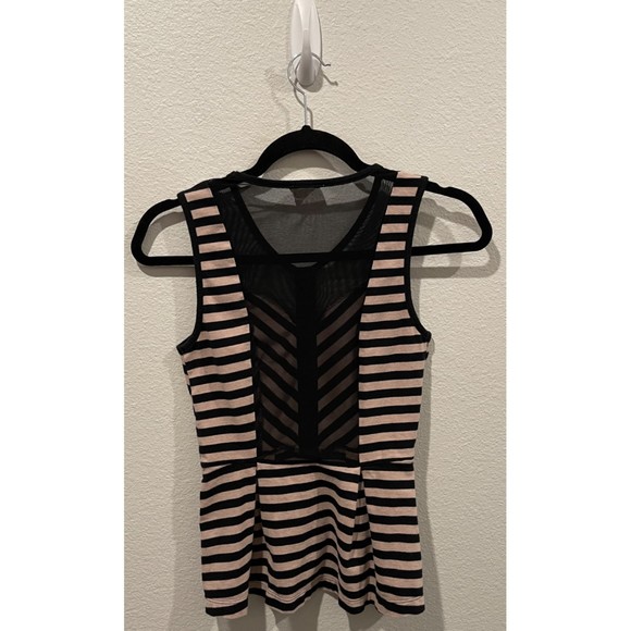 PINS AND NEEDLES Sleeveless Striped Mech Tan Black Tank Top - Picture 5 of 6